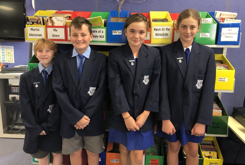 STEPPING UP: Junee North Public captains Ryan Crowder and Maddie Makeham (centre) and vice captains Tristan Davis (left) and Mya Chisholm (right).