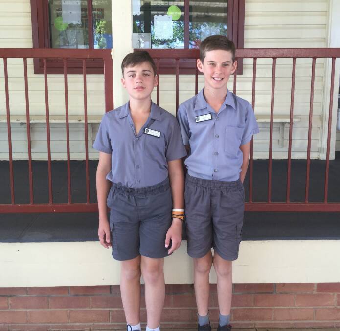 A CHANCE TO LEAD: Eurongilly Public School captains Fletcher Hearn (left) and Samuel Drew.