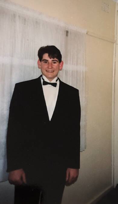 'ALWAYS A FINE DRESSER': Scott Sloan, aged 16 in 1994, attending a ball at Junee High School. Picture: supplied
