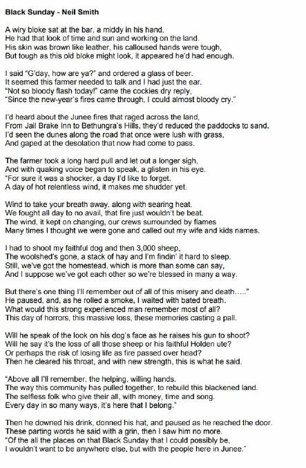 Neil Smith wrote a poem to commemorate the events of January 2006 which was later sold to raise funds for the recovery effort. Picture: Neil Smith