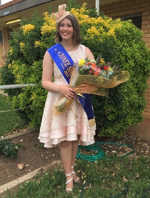 Hannah Turner upon receiving her showgirl sash. Picture: supplied