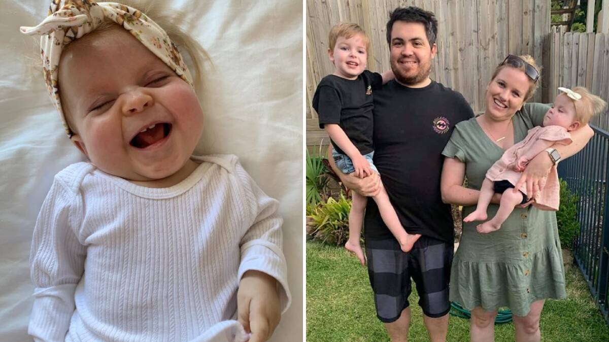 ONE IN A BILLION: Posie Ryan was born with one of the world's rarest congenital conditions. Despite her illness, her family say, she is always laughing. Pictured on the right with parents Trevor and Kiera, and four-year-old brother Parker. Picture: supplied