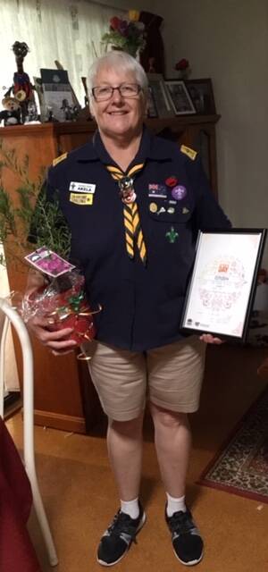 Jackie Starr receiving her Australia Day honours last year. Picture: supplied