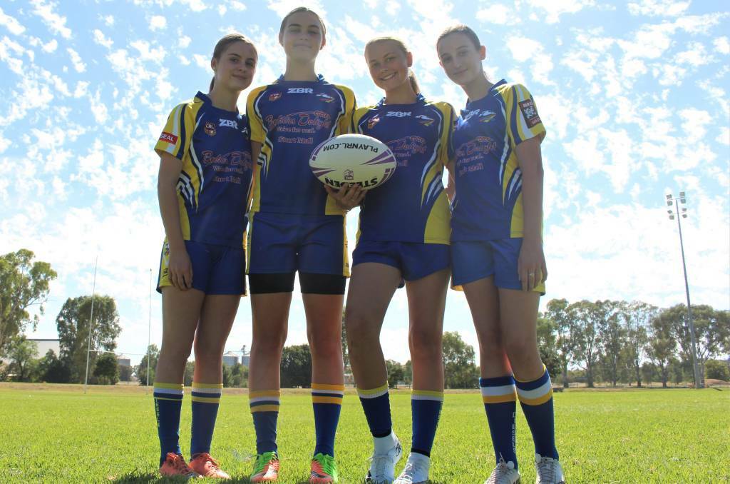 STRATEGY SPORT: Under 14s Diesels league taggers Abbey Field, Chloe Hatch, Lilly-May Sutherland and Savannah Field at Laurie Daley Oval.