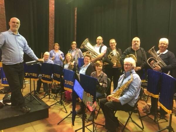 The Junee Town Band rehearsing inside the Athenium Theatre. Picture: supplied
