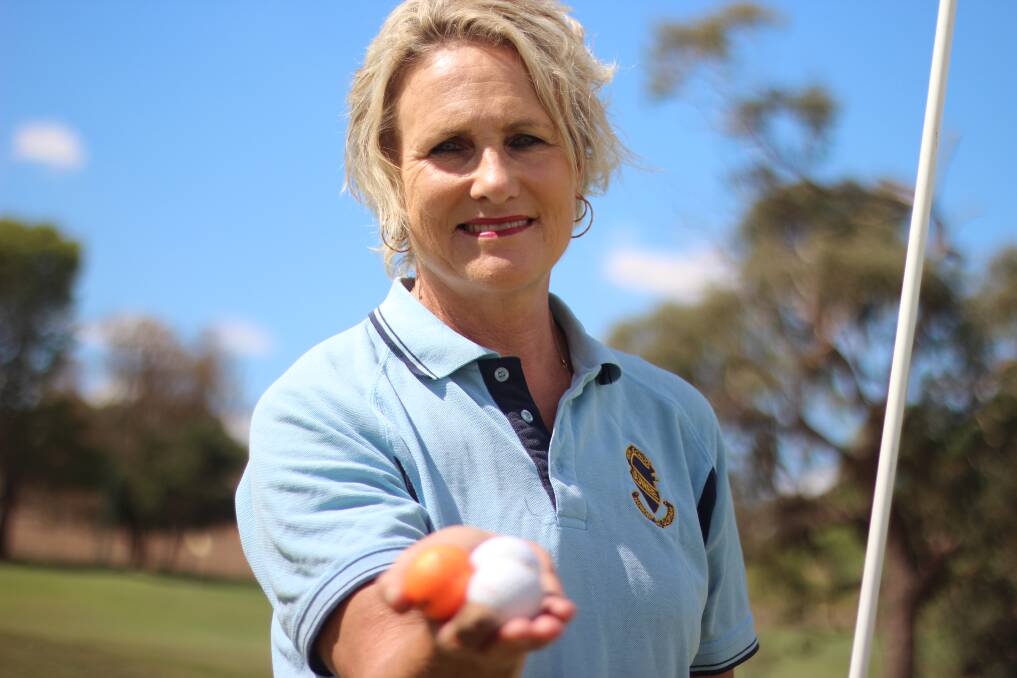 GOLFING GOODS: Organiser Julie Shepherd at the Junee Golf Course ahead of the charity event. Picture: Emma Horn