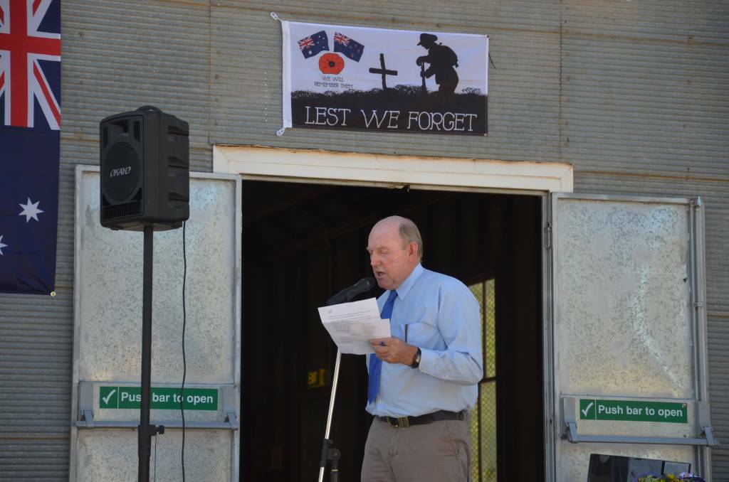 SUPPORTING HEALTH: Junee Reefs-Ivor Hall president Glenn Curry during the 2016 Anzac Day commemorations in Junee.