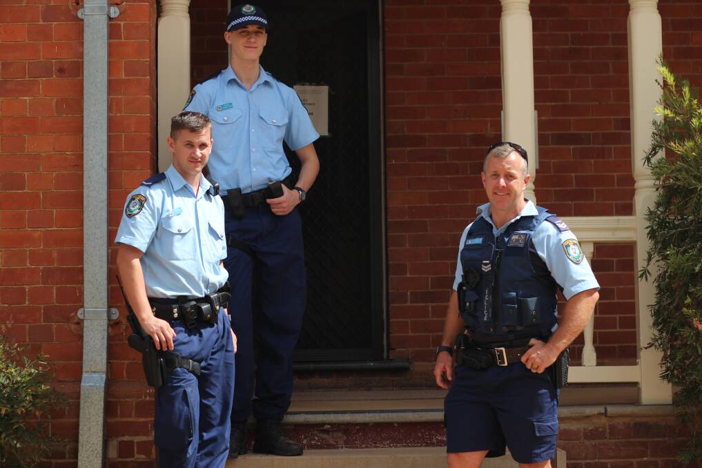 NEW IN TOWN: Constable Lindsay Patten, Probationary Constable Jaydan Prior and Senior Constable Phil Bastow have just arrived in Junee. Picture: Emma Horn