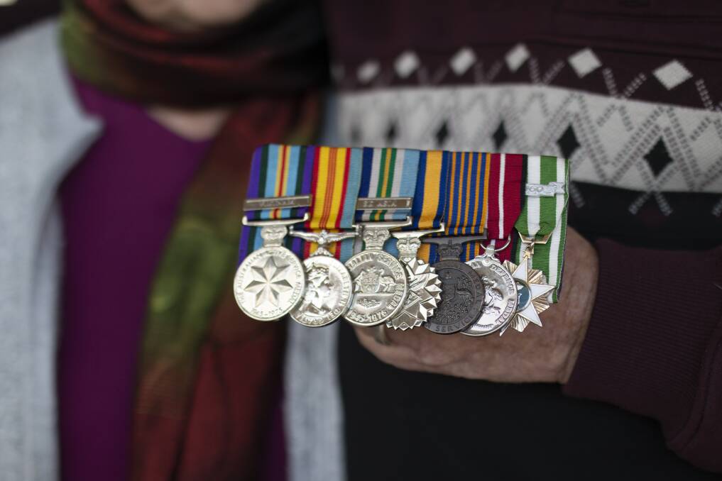 The Curtis family collection of war medallions. Picture: Emma Horn