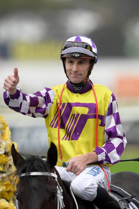 THUMBS UP: Tye Angland returns a winner on Lean Mean Machine after the Run to the Rose at Rosehill last September.
