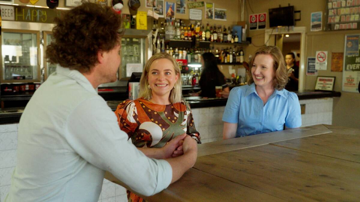Farmer Dustin, or possible Art Garfunkel, chats to his Mum's Choice picks, Belle, alongside Maddy, who hopes Cookie will appear at the bar at any time before Matron Sloan summons her back to the clinic. Picture supplied