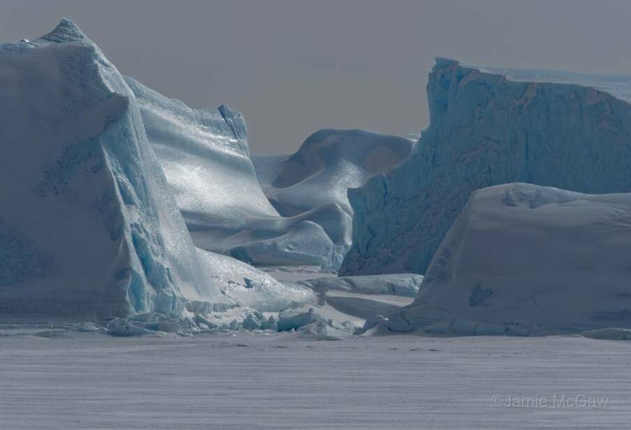 Iceberg vista taken from Australia’s icebreaker Aurora Australis enroute to Davis research station. Photo: JAMIE McGAW

