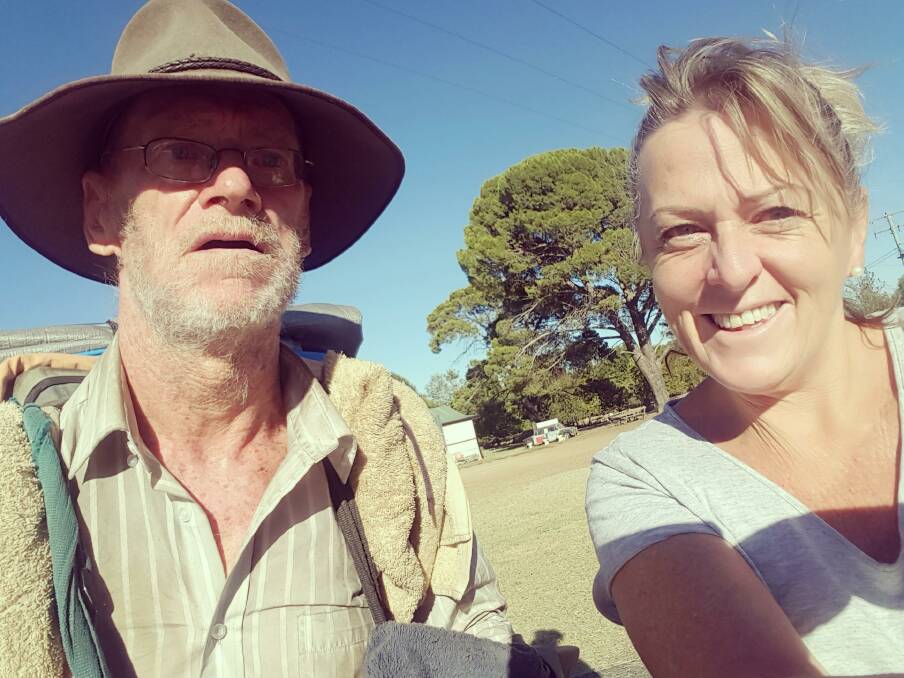AN AUSTRALIAN LEGEND: Junee resident Lou Stapleton had a brief encounter with the famous Highway Man when he travelled through Junee last week. 