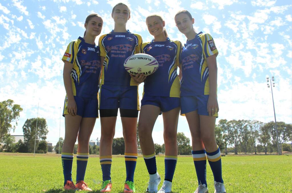 PLEASED AS PUNCH: Under 14s Diesels league tag players Abbey Field, Chloe Hatch, Lilly-May Sutherland, and Savannah Field will finally have their very own change-rooms at Laurie Daley oval.