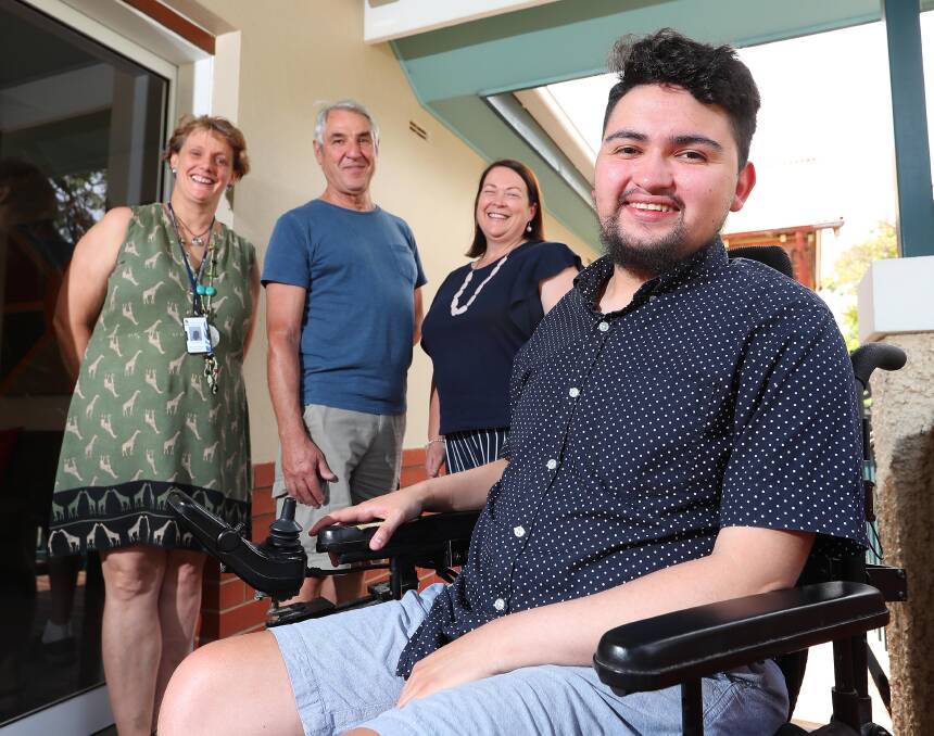 TEAMWORK: Lisa Saffery, Dylan Cole, Kerein Mullins, and Oscar Cruz want Wagga to be more accessible for people with a broad range of disabilities. Picture: Kieren L Tilly