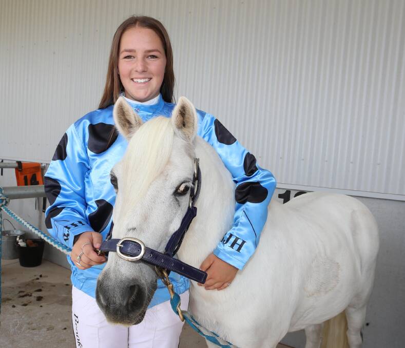 FLYING THE FLAG:  Junee High School student Brooke Harris, pictured with her pony Pocket Watch, will be one of two Australian representatives in the Kidz Kart Series in New Zealand later this year. Picture: Les Smith
