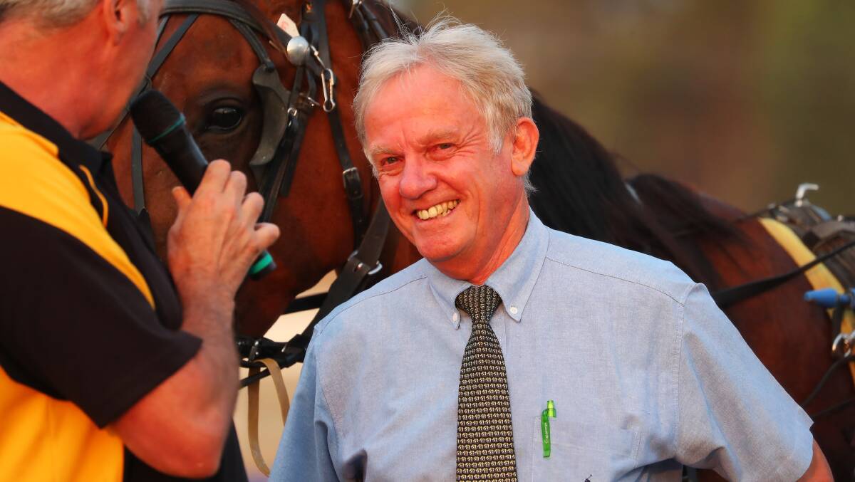 Allan Hull was honoured on track after the running of the Happy Retirement Allan Hull Pace at Riverina Paceway on Tuesday. Picture: Emma Hillier