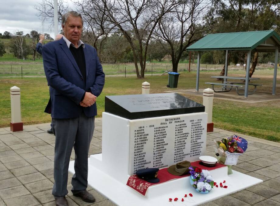 Lest we forget: Bethungra's Alan Cooper at the town's inaugural commemorative service for Vietnam War veterans on Saturday. Picture: Supplied 