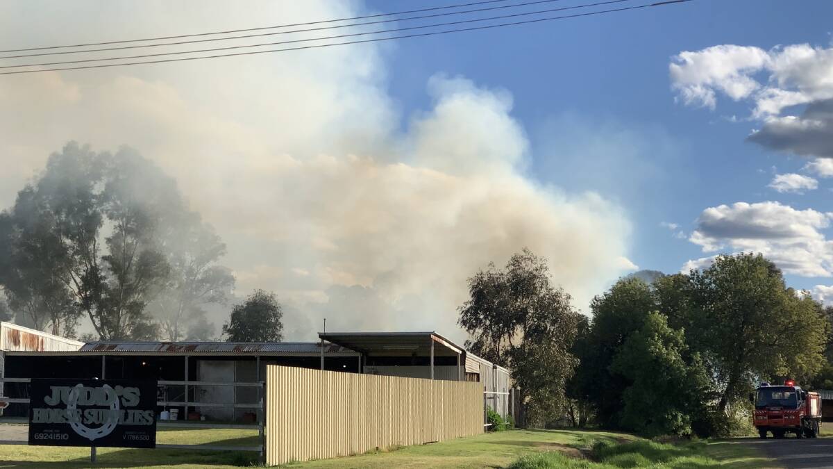 The fire produced a huge plume of thick smoke on Sunday afternoon. Picture: Jaydan Duck 