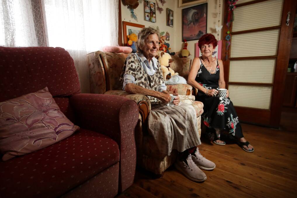 SAFE AND SOUND: Bev Sandford was at her neighbour Ellen Kelly's house watching their favourite programs on TV when her Fortune Street home caught alight last week. Picture: JAMES WILTSHIRE