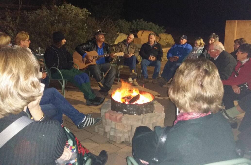 Singalong: Come on, full voices … a singalong at Wilpena Pound Resort.
