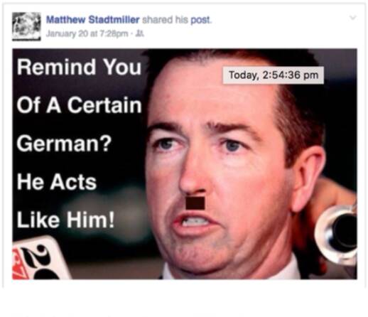 The Facebook from from Matthew Stadtmiller directing Nazi slurs toward Bathurst MP Paul Toole.