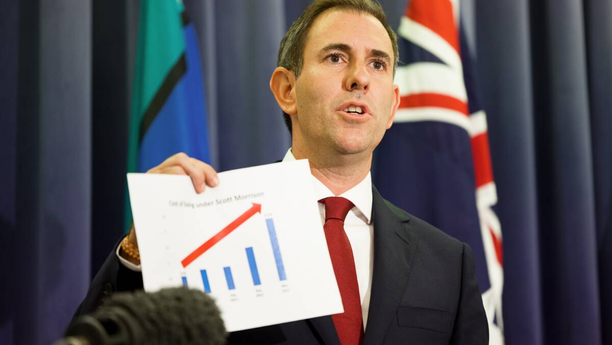 Shadow Treasurer Jim Chalmers speaks about the rising cost of living under Prime Minister Scott Morrison's government. Picture: Sitthixay Ditthavong