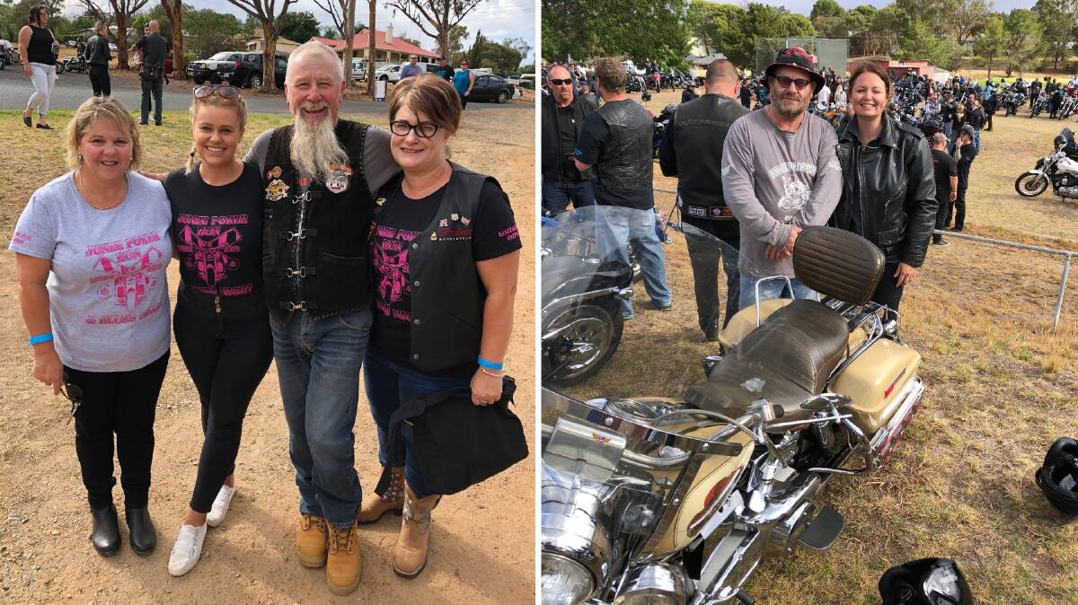 SUPPORTERS: Event organisers Debbie Edson, Meggan and Tony Fitzgerald, Fiona Herbert and Mark Fitzgerald with his wife Amanda, were ready to kick off the 15th Junee Poker Run. Pictures: Jess Whitty
