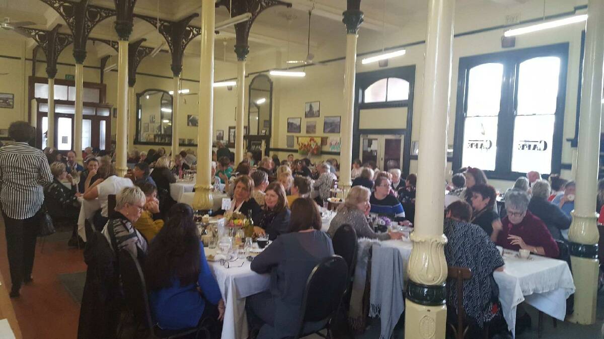 HUGE TURNOUT: Close to 200 people gathered for high-tea at the Junee railway station cafe to raise money and awareness for brain cancer. 