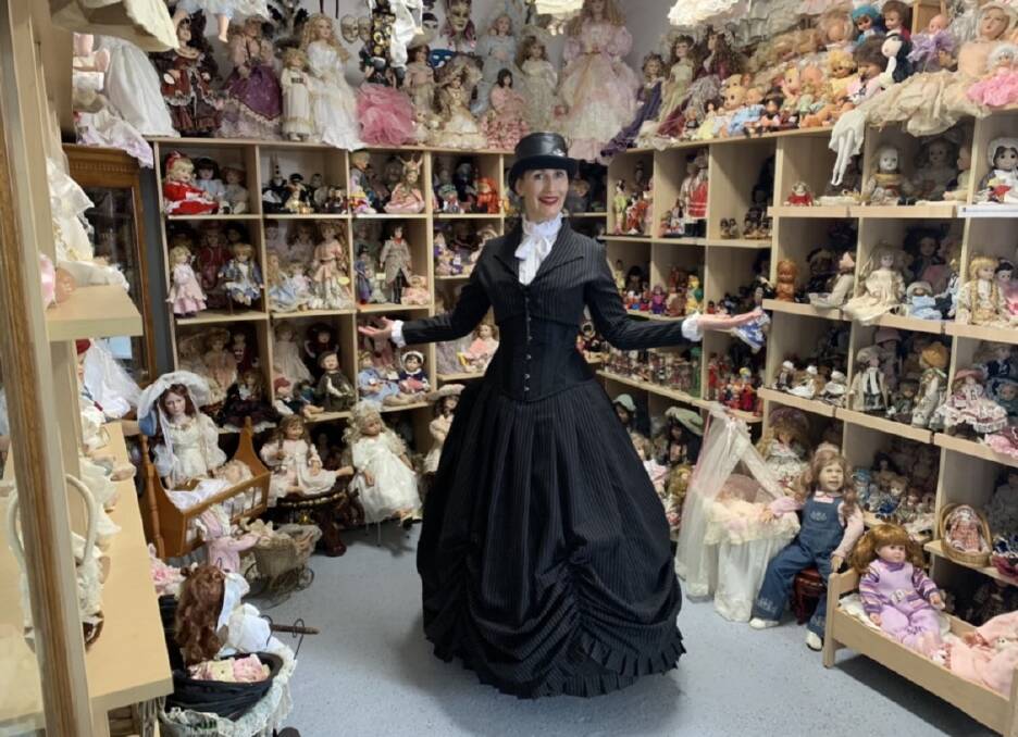 SPOOKY: Silvia Haszterenyiova with some of her extensive doll collection, which has been on display in Junee for a year. Picture: Contributed