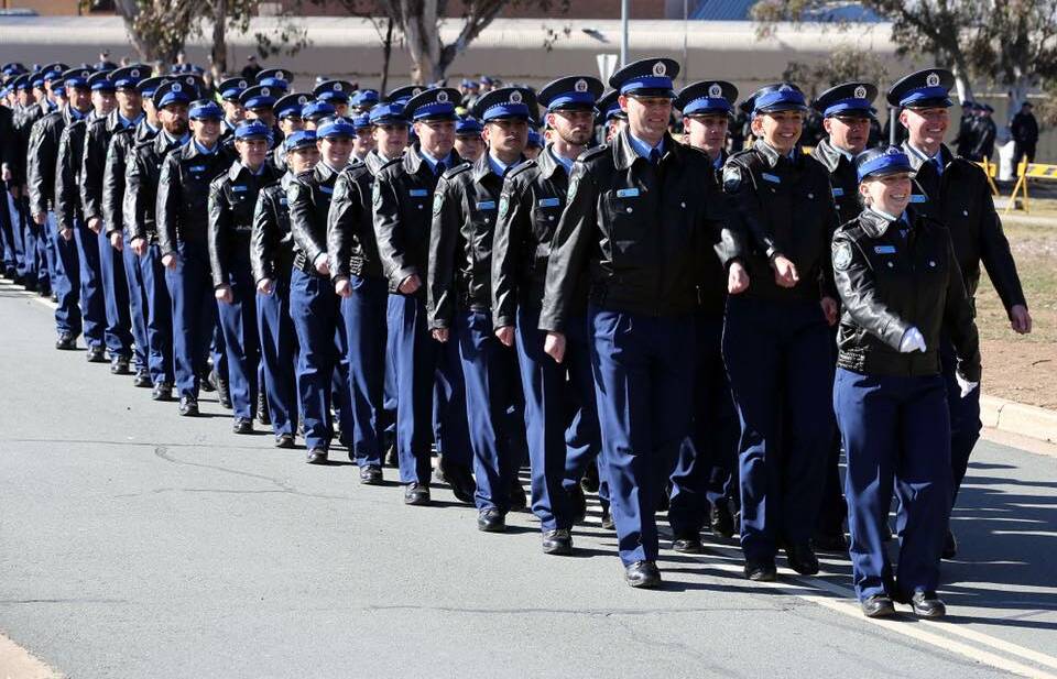 GROWTH IN FORCE: Class 334 during the parade on Friday at the Goulburn Police Academy. Picture: NSW Police Force