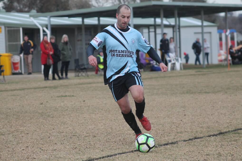 FOUR OF THE BEST: Cootamundra's Aaron Kemp was in imperious form against the Jaguars, netting four times in his side's 9-0 demolition of Junee. Picture: Lachlan Grey