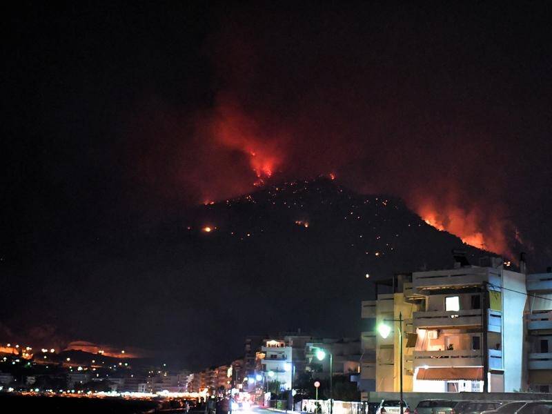 Two villages have been evacuated on the Greek island of Zakynthos as a wildfire approaches.