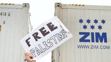 A pro-Palestine protest will seek to block the operations of ZIM shipping at the Port of Fremantle. (James Ross/AAP PHOTOS)