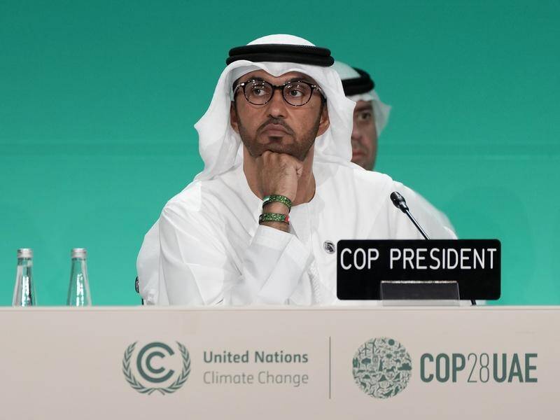 "Let's please get this job done," COP28 President Sultan al-Jaber says as the summit nears its end. (AP PHOTO)
