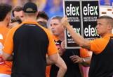 GWS coach Adam Kingsley wants his players to stick with the team's game plan. (Richard Wainwright/AAP PHOTOS)