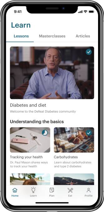 The Defeat Diabetes app features hours of videos, articles, meal plans, recipes and cooking demonstrations.