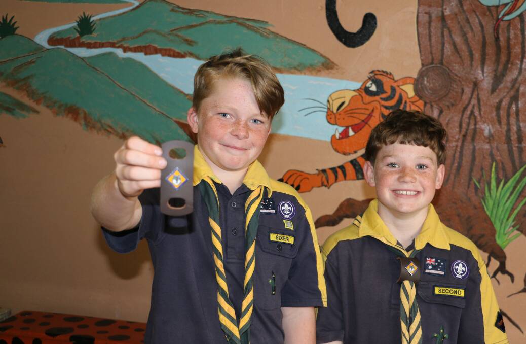 Jack Henderson and Bryce Wattie, both 10, stand proud with their Grey Wolf awards. Picture: Jessica McLaughlin