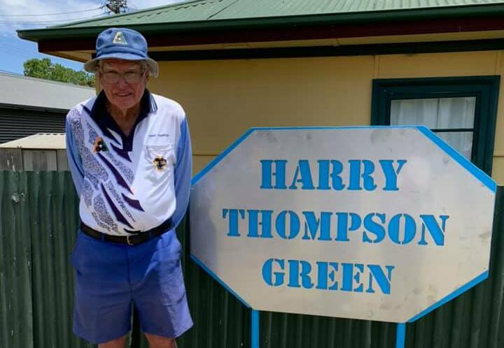 PROUD RECIPIENT: Harry Thompson is grateful for the honour of having a green at the Junee Bowling Club named after him. Picture: Contributed