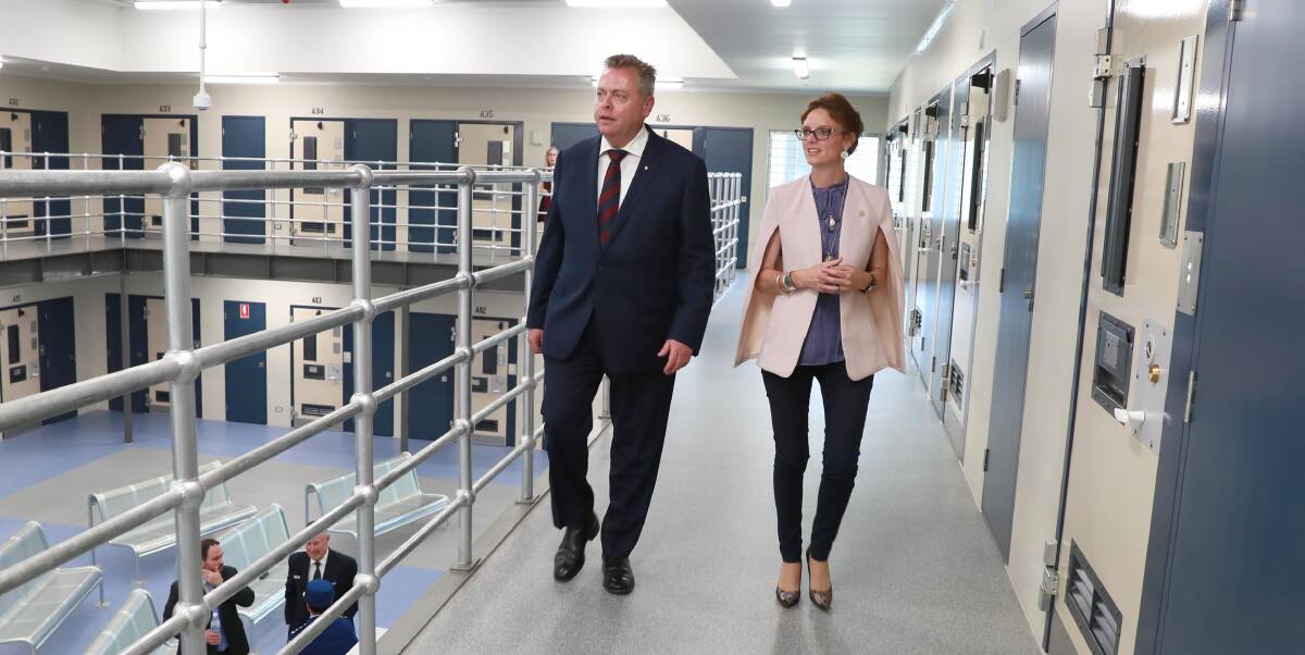 SITE TOUR: Minister for Counter Terrorism and Corrections Anthony Roberts with Cootamundra MP Steph Cooke touring the new wing of Junee Correctional Centre. Picture: Les Smith