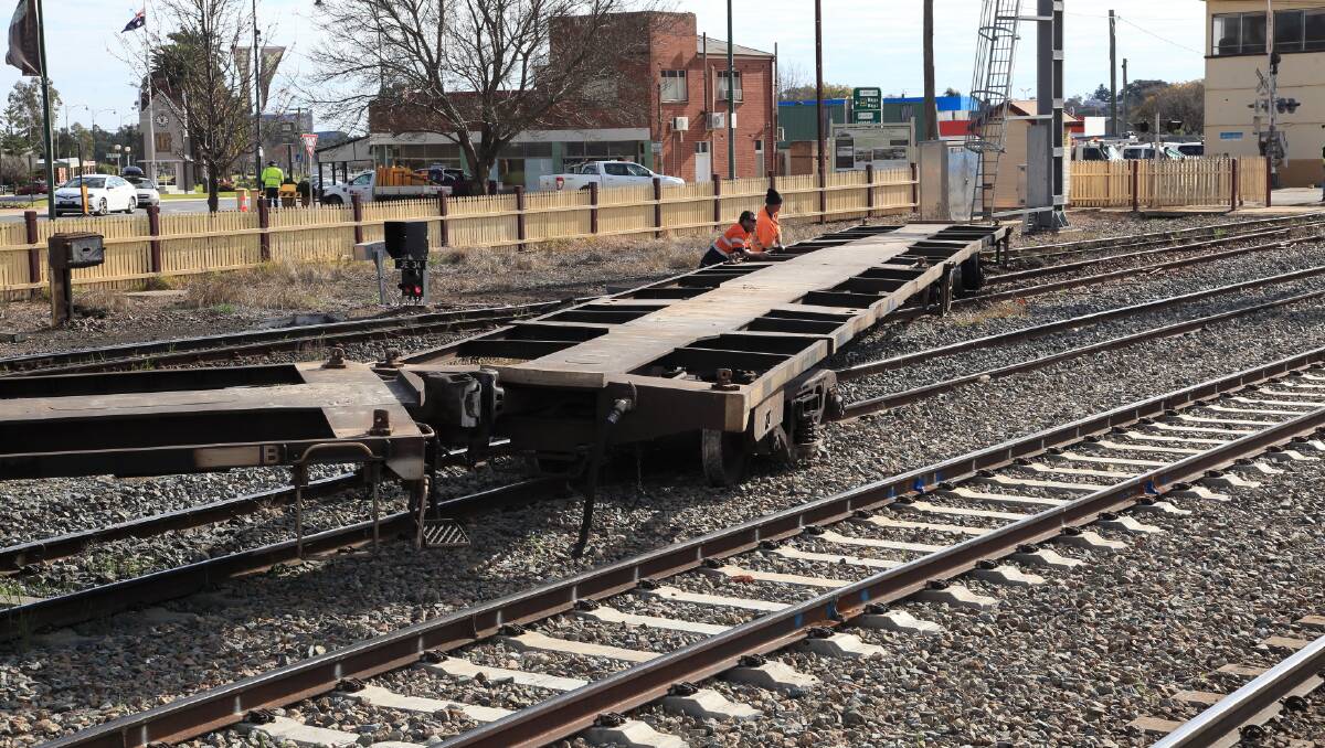 The train derailed at Junee station on June 28. Picture: Ben O'Malley