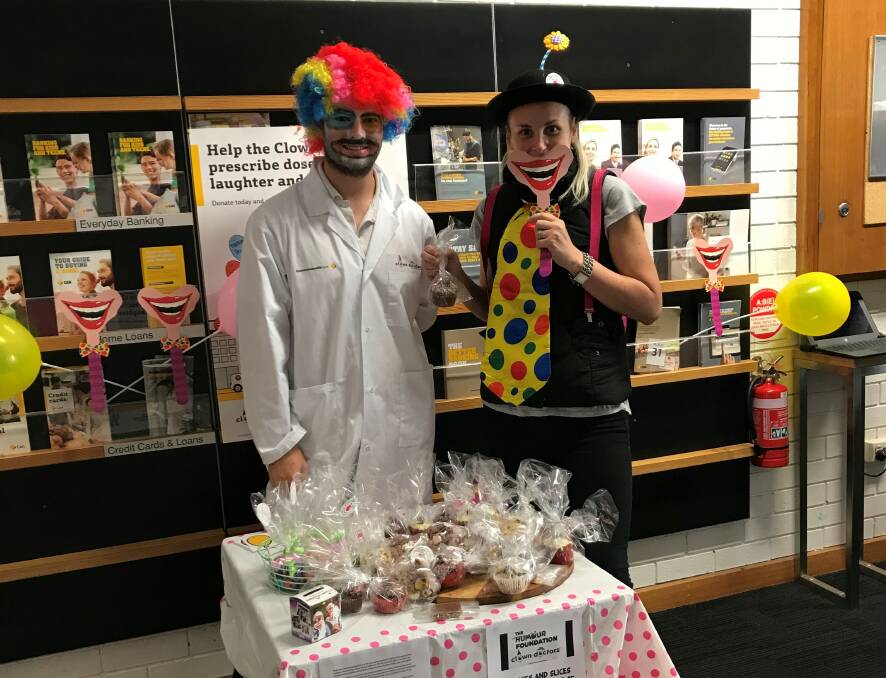 Zac McCrea and Leanne Harmer get into the clown spirit. Picture: Supplied