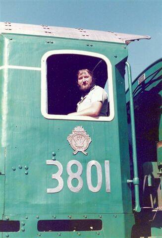 Daryle Doherty with a 3801 locomotive in 1988. Picture: Contributed
