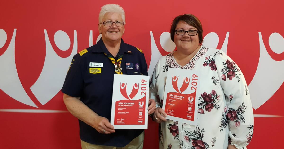 PROUD RECIPIENTS: Junee Scouts volunteers Jackie Starr and Lyndal Ross are thrilled with their awards. Picture: Supplied