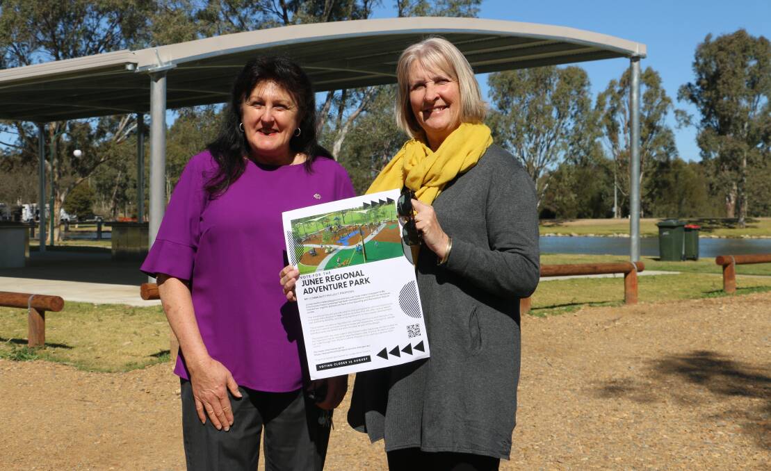 ROLL OUT: Junee Shire Council's Narelle Hobson and Maria Turner are keen to turn the plan of the park into a reality. Picture: Jessica McLaughlin