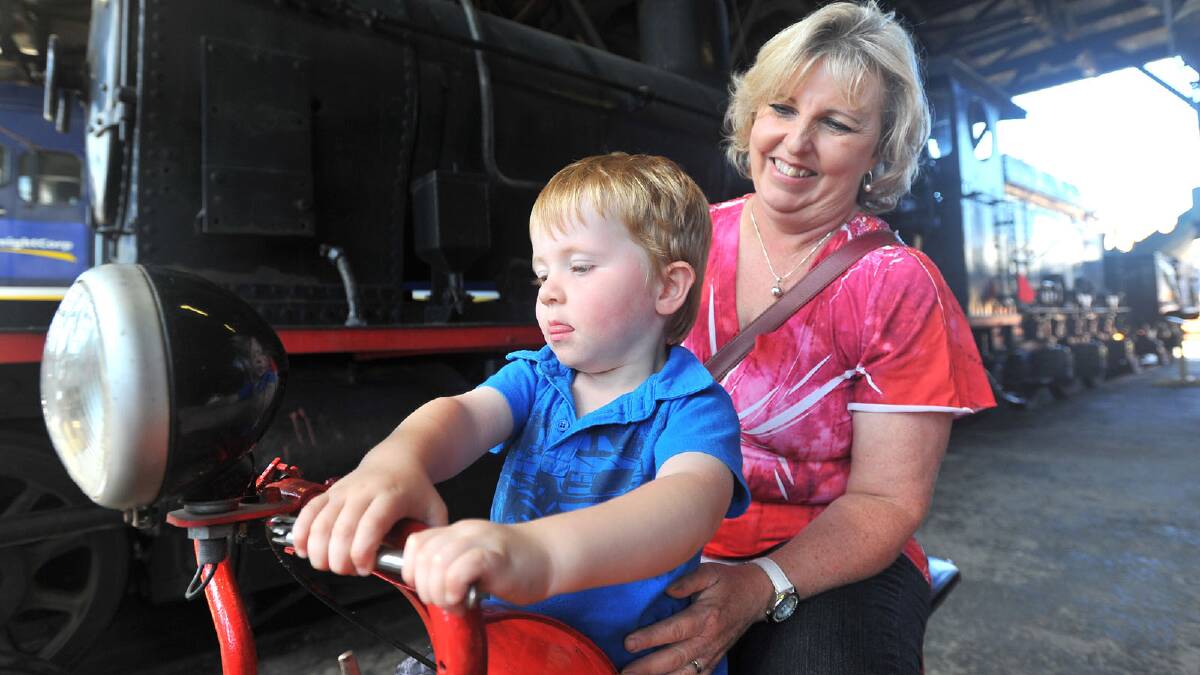 Bryce Baillie, 3, and Lorraine Baillie at the Roundhouse Museum. Picture: Addison Hamilton